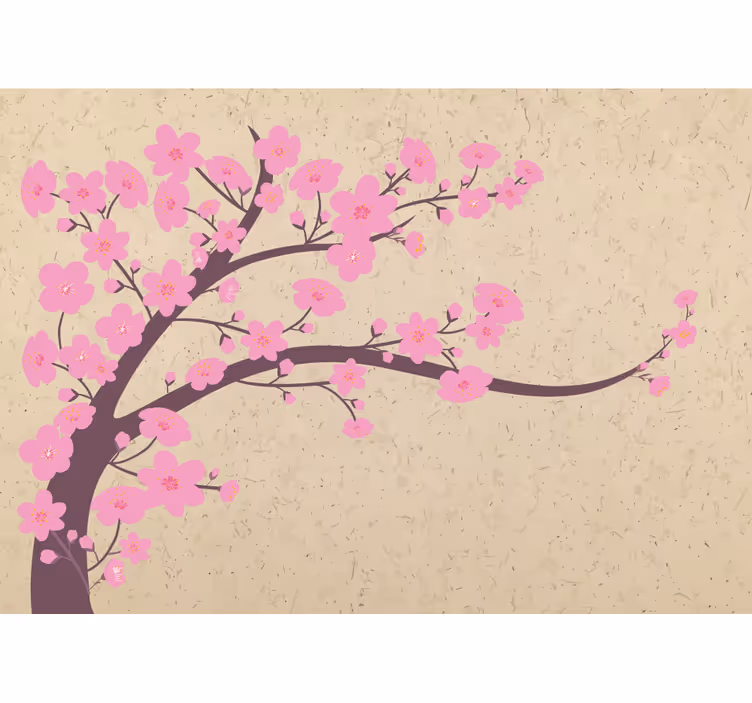 Fotomurale beige fiori rosa su sfondo beige - TenStickers