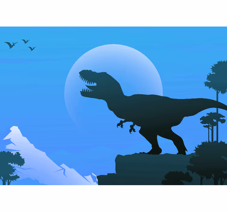 Fotomurale blu t-rex arrabbiato che ruggisce - TenStickers