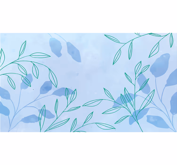Fotomurale blu foglie eleganti acquerello - TenStickers