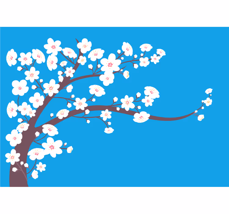 Fotomurale blu fiori bianchi su sfondo blu - TenStickers