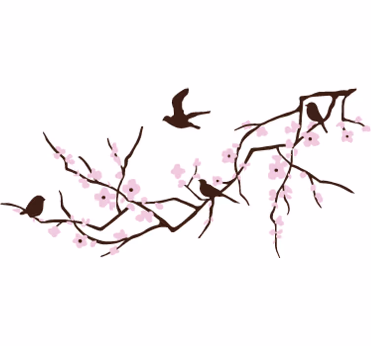 Fotomurale bianco con cornice orizzontale e uccelli - TenStickers