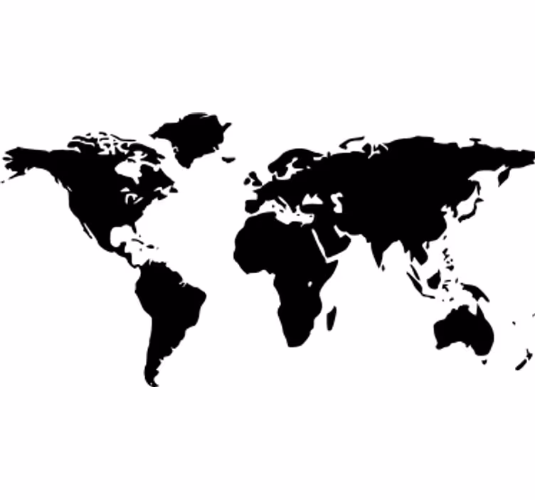 Fotomurale bianco mappa del mondo semplificata - TenStickers