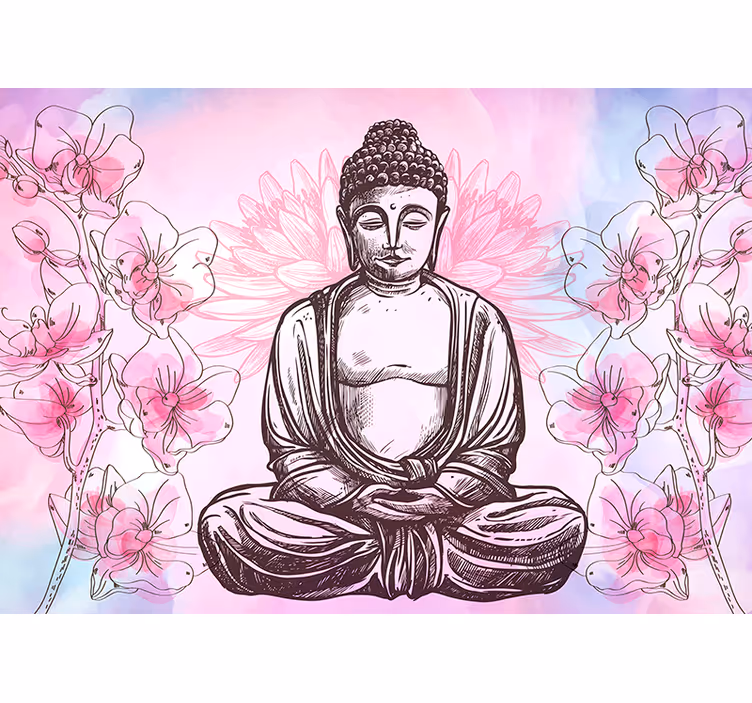 Fotomurale rosa armonia floreale di buddha - TenStickers