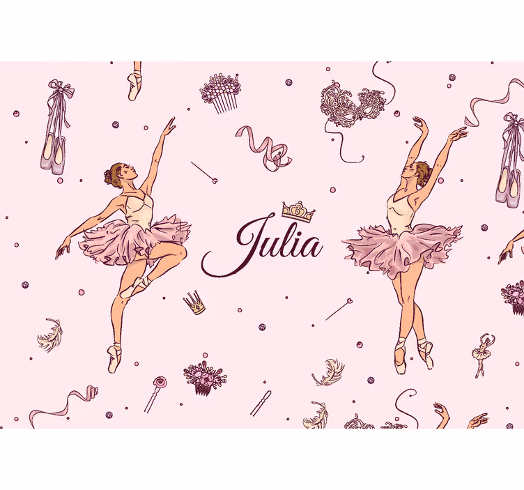 Fotomurale rosa balletto con nome - TenStickers