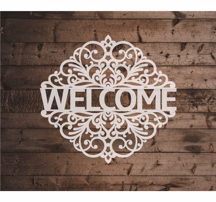 Fotomurale per ingresso texture legno benvenuto - TenStickers