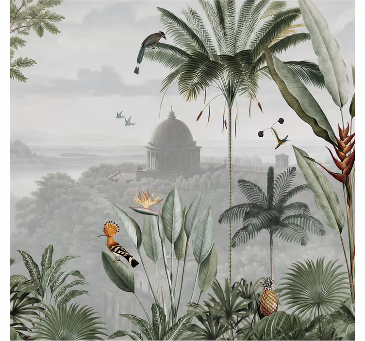 Carta da parati natura vista tempio tropicale - TenStickers