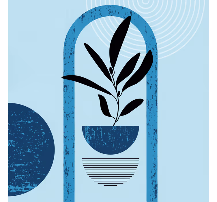 Fotomurale blu forme astratte in stile minimalista - TenStickers