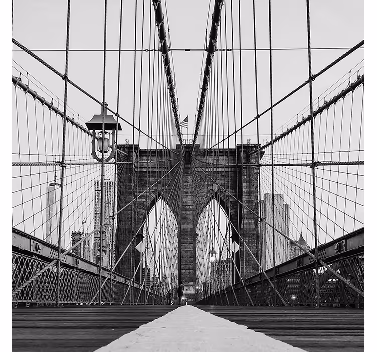 Fotomurale per ingresso ponte di brooklyn in bianco e nero - TenStickers