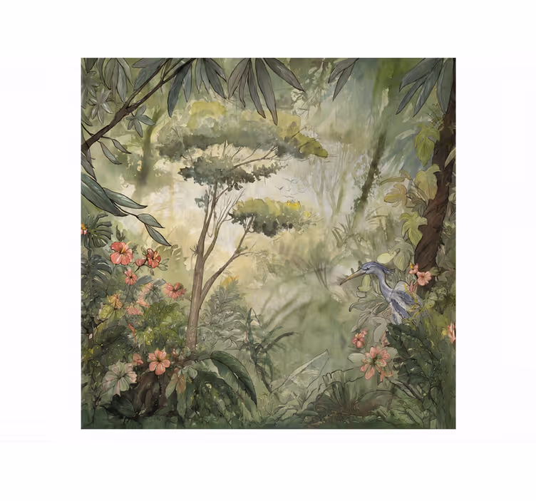 Carta da parati natura giungla tropicale acquerello - TenStickers