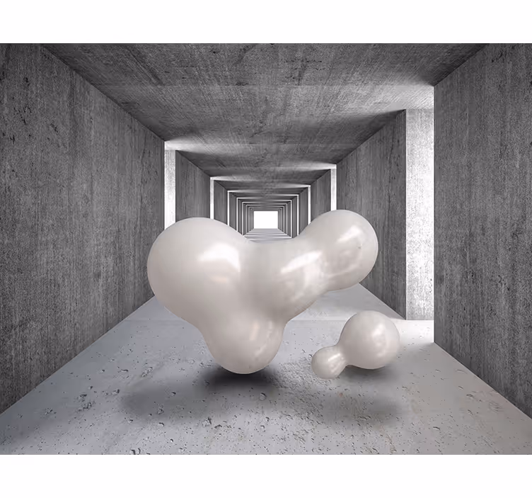 Fotomurale 3d tunnel con sfere fluttuanti - TenStickers