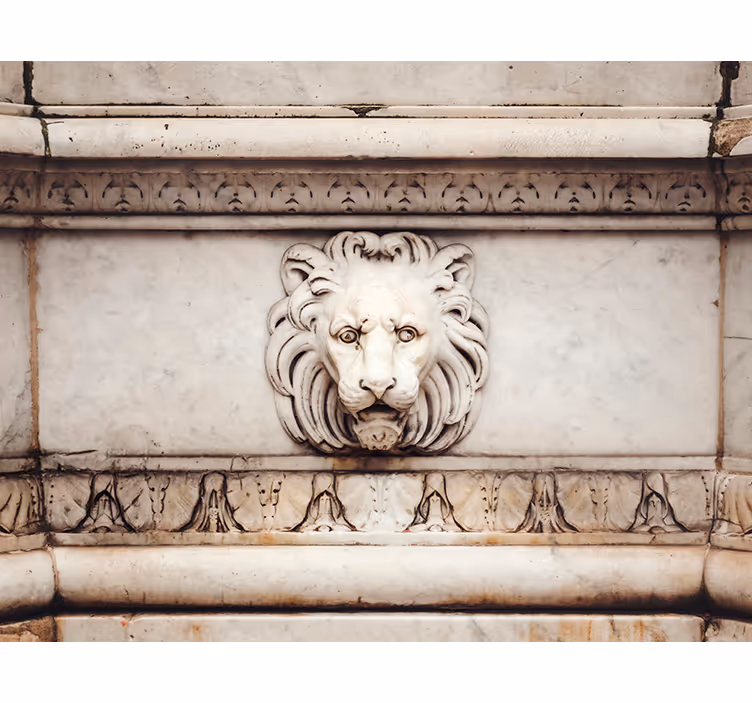 Fotomurale classico con leoni 3D di pietra - TenStickers