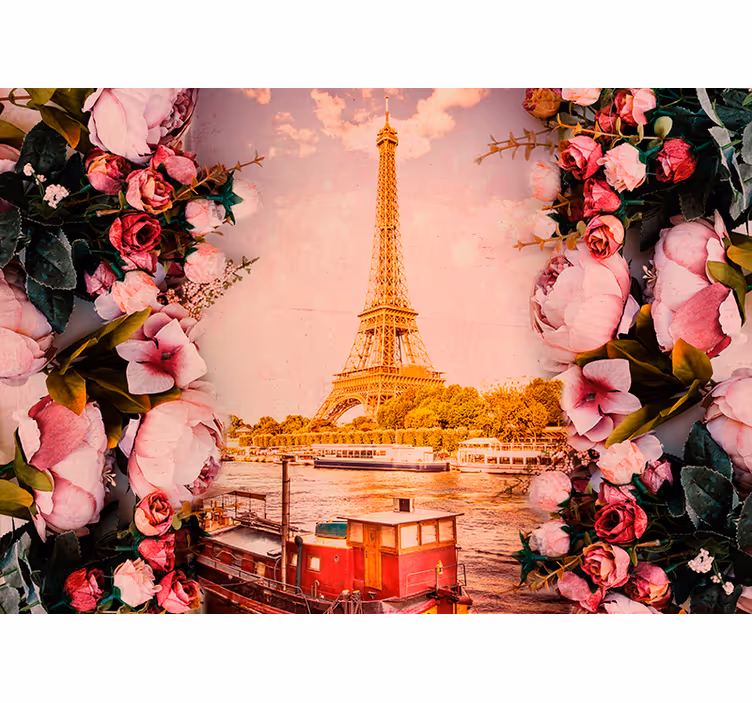 Fotomurale di Parigi con torre Eiffel e fiori - TenStickers