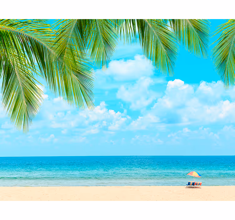 Esotico fotomurale mare con palme - TenStickers