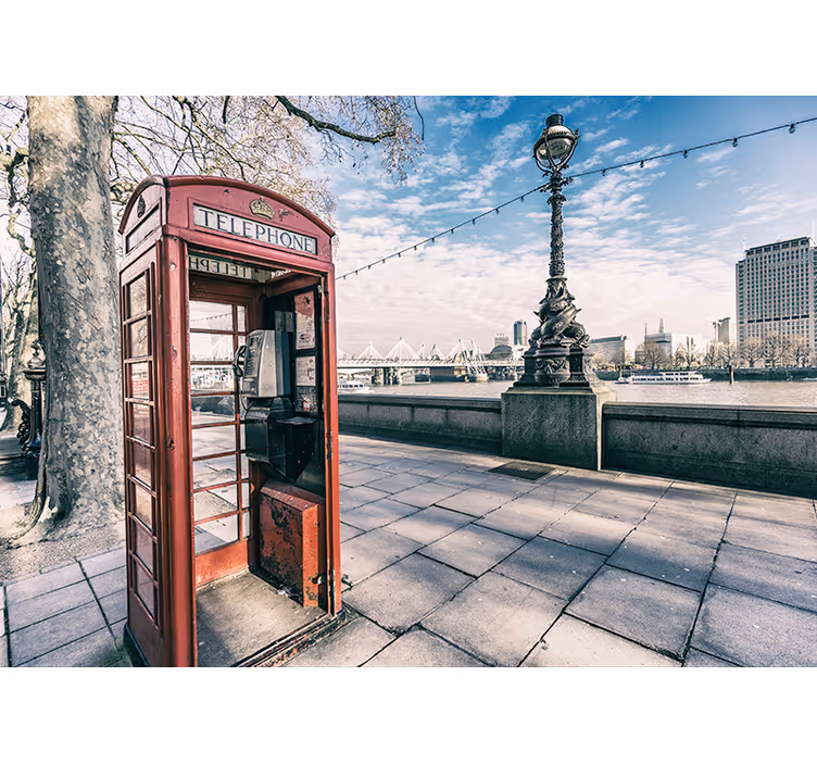 Fotomurale di Londra con cabina telefonica - TenStickers