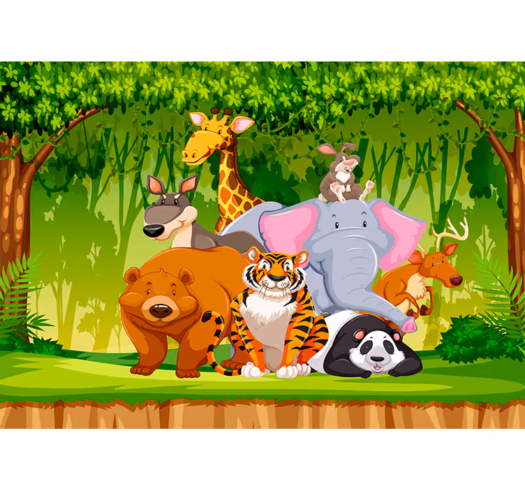 Fotomurale per bambini con animali giungla - TenStickers