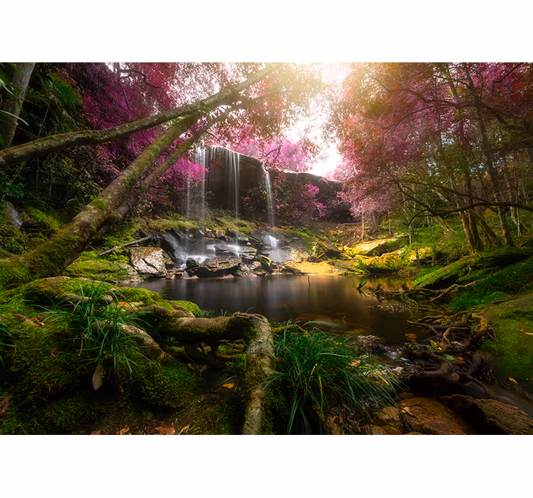 Fotomurale con cascate nella giungla selvaggia - TenStickers