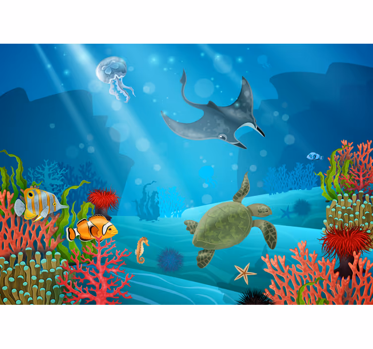 Fotomurale con animali marini stile cartoon - TenStickers