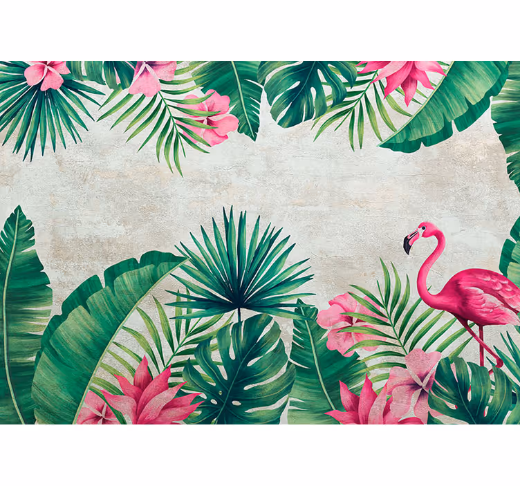 Fotomurale natura Fenicotteri e palme - TenStickers