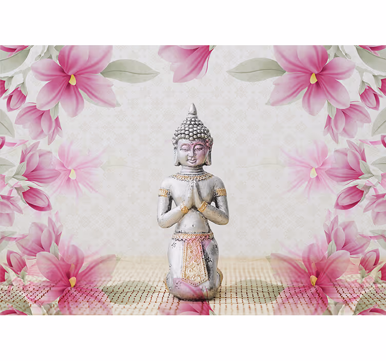Incantevole fotomurale con Buddha con magnolie - TenStickers