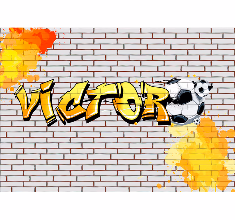 Carta da parati per ragazzi tema calcio con nome - TenStickers