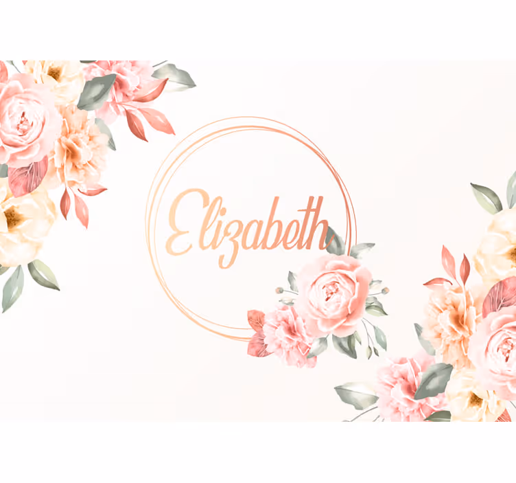 Fotomurale personalizzato Cornice di fiori con nome - TenStickers