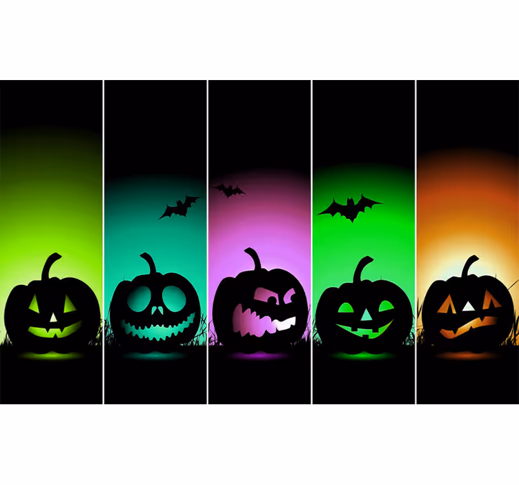 Fotomurale di halloween volti di zucca - TenStickers