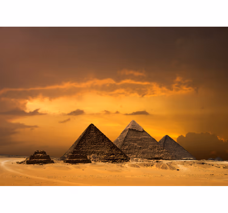 Fotomurale città tramonto sulle piramidi egiziane - TenStickers