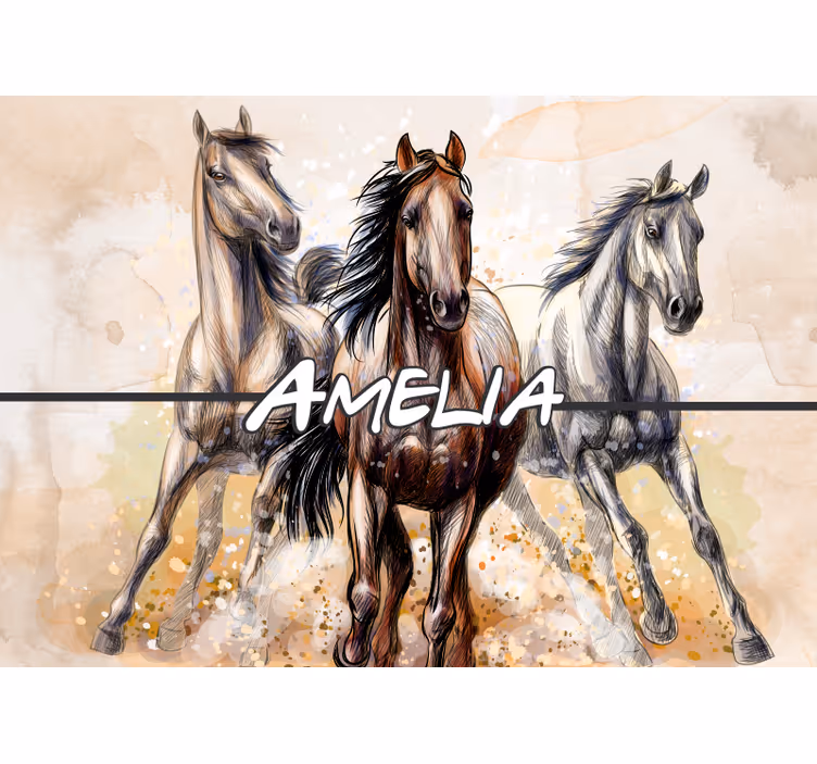 Fotomurale animali diversi Tre cavalli illustrati - TenStickers