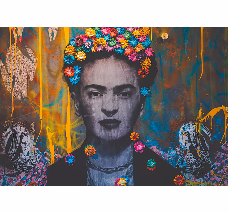 Fotomurale artistico ritratto floreale di frida - TenStickers