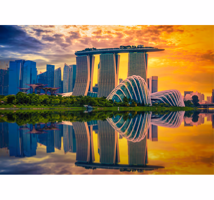 Fotomurale città riflessi di marina bay - TenStickers