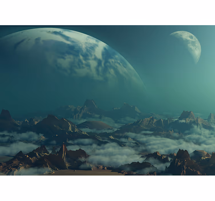 Fotomurale spaziale vette montane celestiali - TenStickers