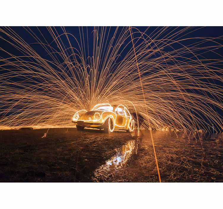 Fotomurale veicoli scintille di auto d'epoca - TenStickers