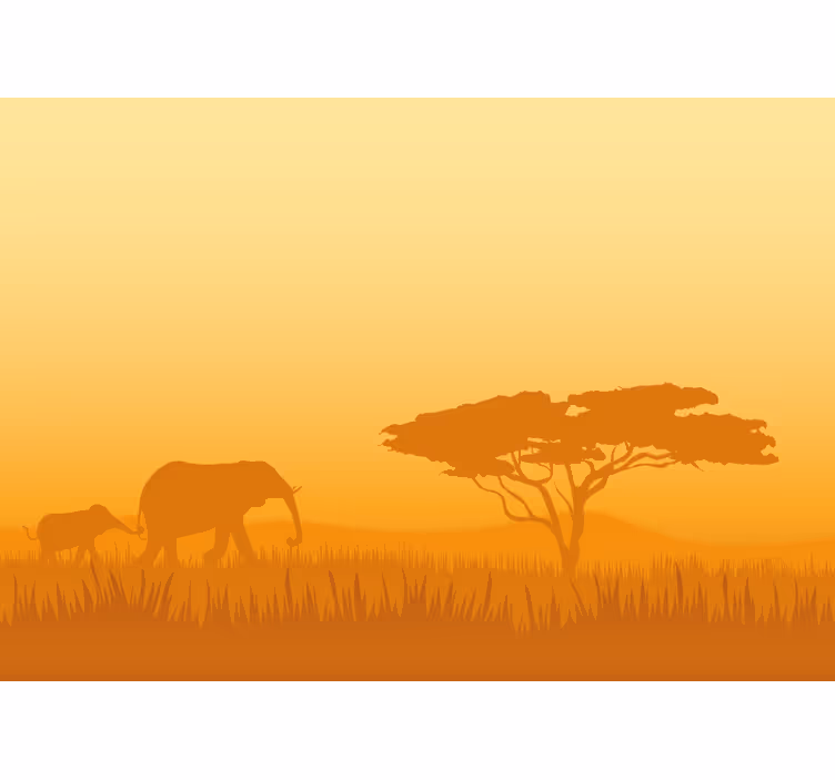 Fotomurale animali elefanti in safari - TenStickers