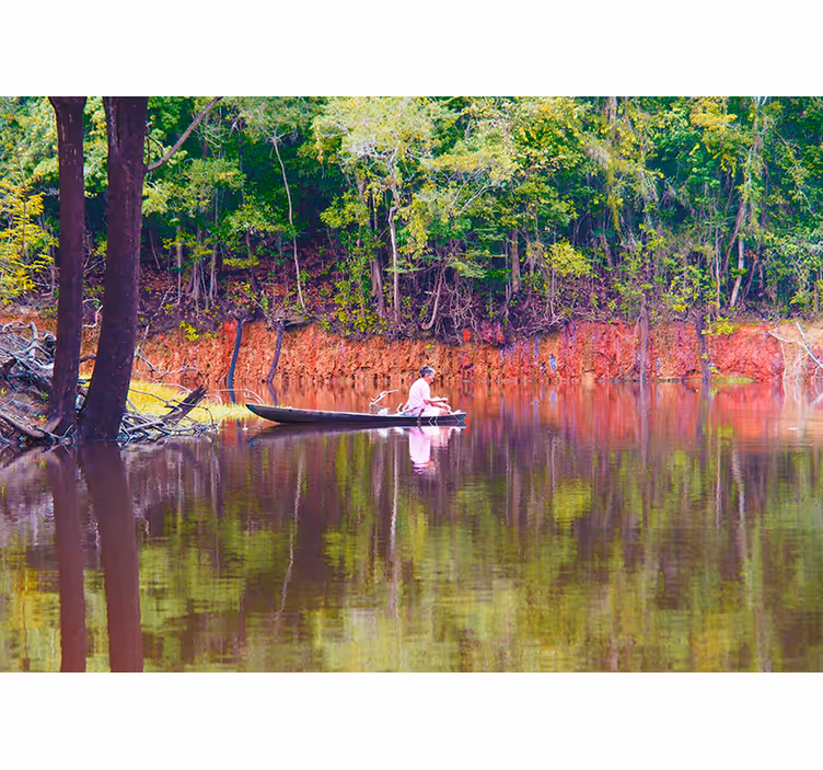 Fotomurale paesaggi scena serena di canoa - TenStickers