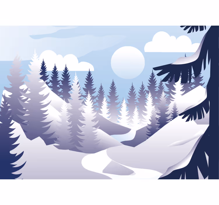 Fotomurale paesaggi scena di foresta invernale - TenStickers