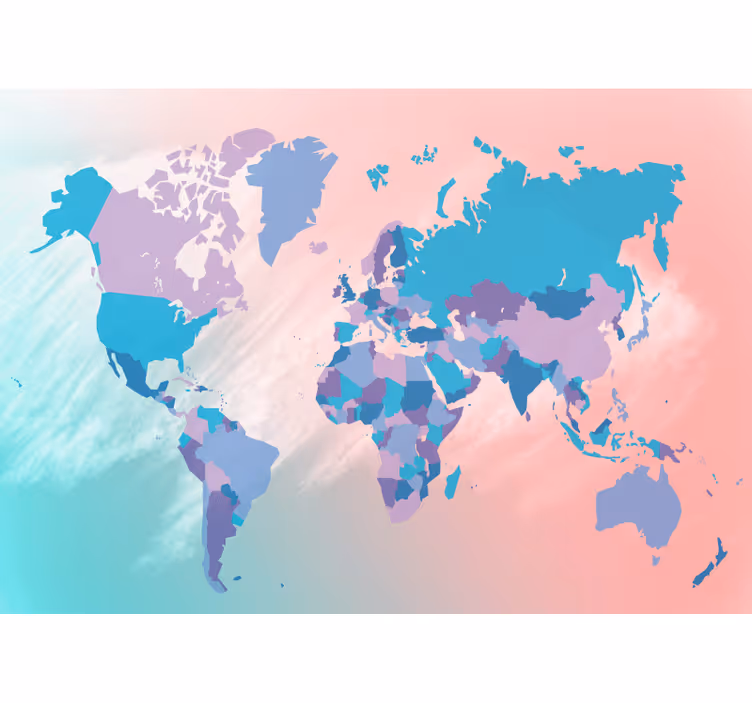Fotomurale mappamondo mappa del mondo colorata - TenStickers