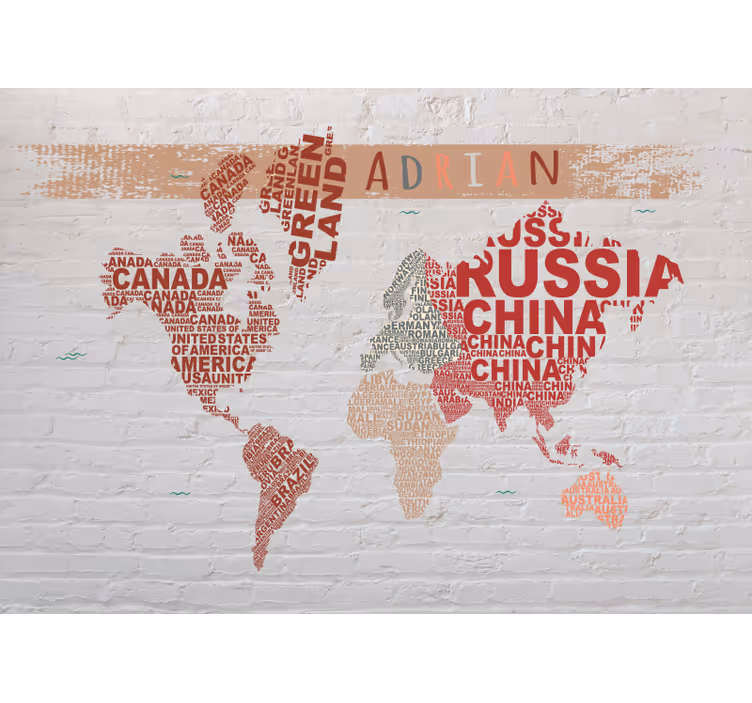 Fotomurale mappamondo nomi delle mappe del mondo - TenStickers
