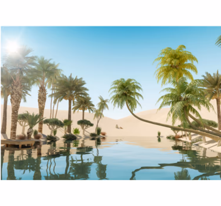 Fotomurale deserto paesaggio lussureggiante dell'oasi - TenStickers