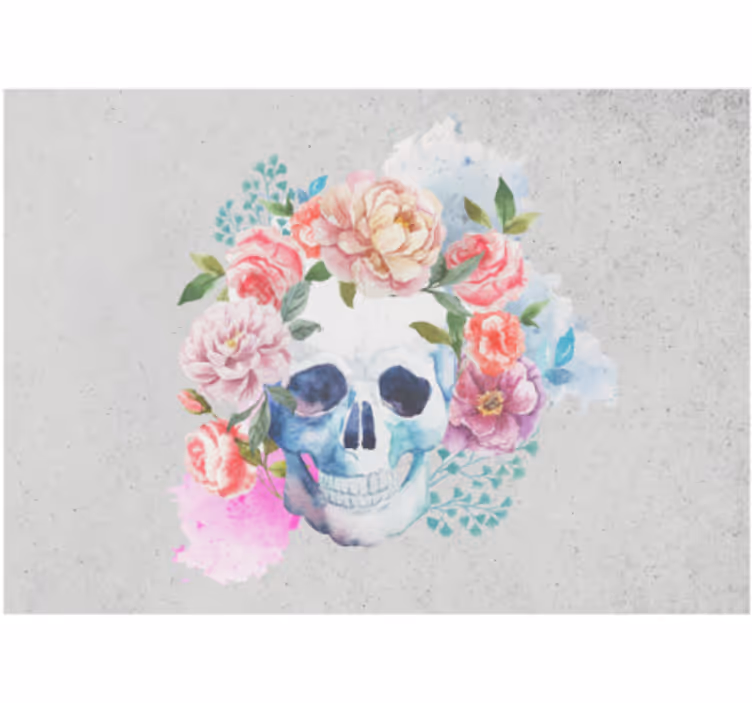Fotomurale animali arte del teschio floreale - TenStickers