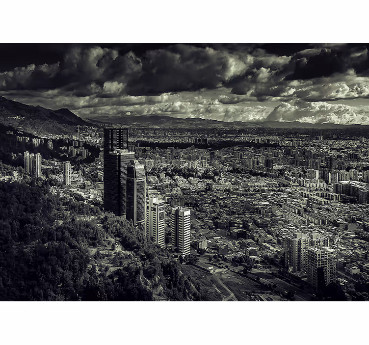 Fotomurale città paesaggio urbano con vista sulle montagne - TenStickers