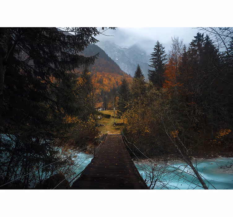 Fotomurale paesaggi sentiero del ponte di legno - TenStickers