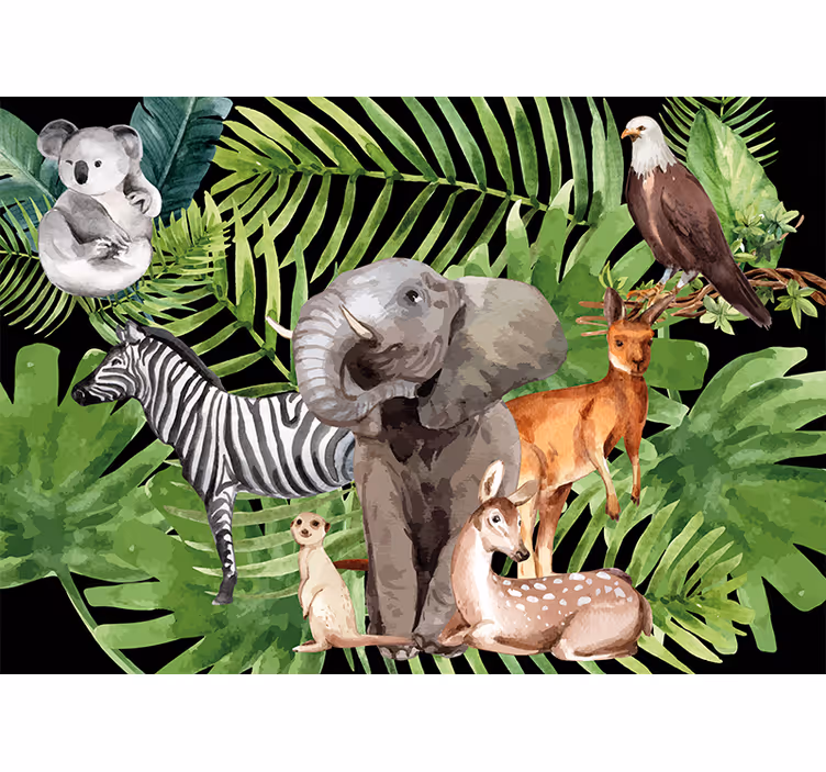 Fotomurale cameretta elefante e amici - TenStickers