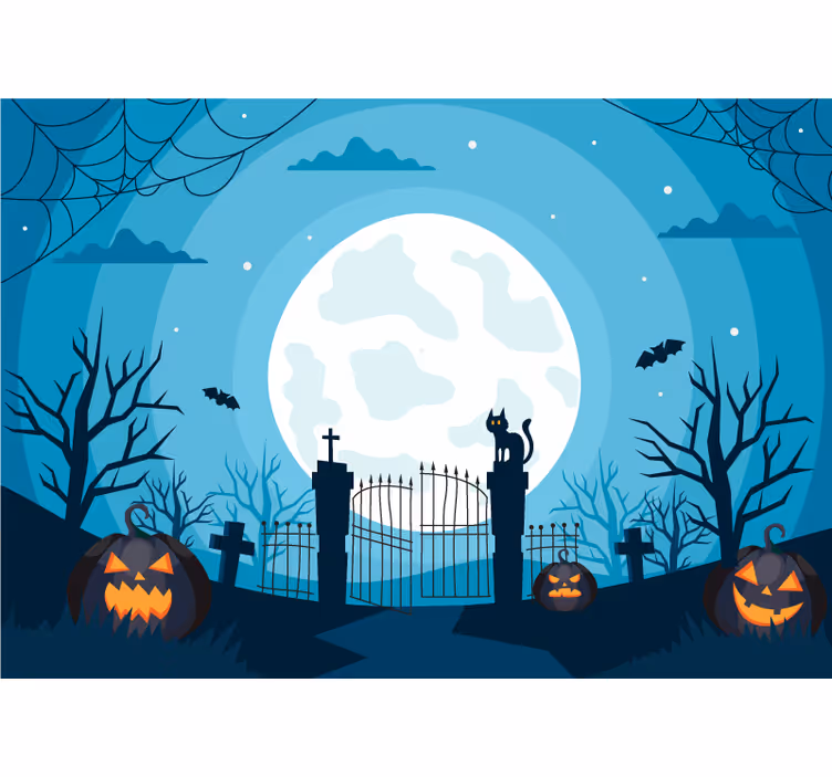 Fotomurale di Halloween scena del cimitero infestato - TenStickers