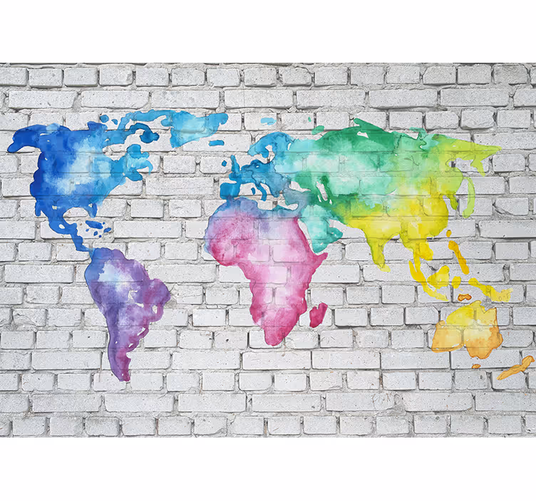 Fotomurale mappamondo mappa del mondo acquerello - TenStickers