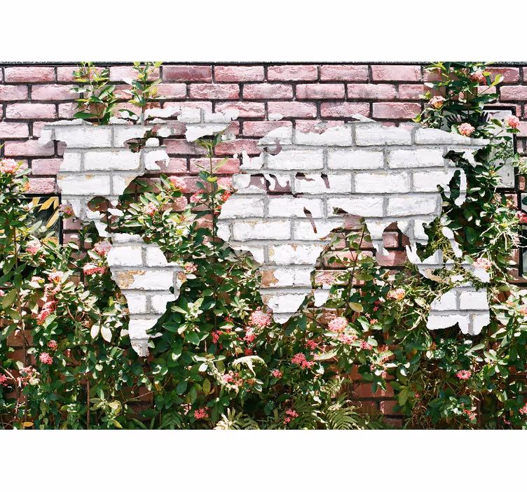 Fotomurale mappamondo mappa del mondo fiorita - TenStickers