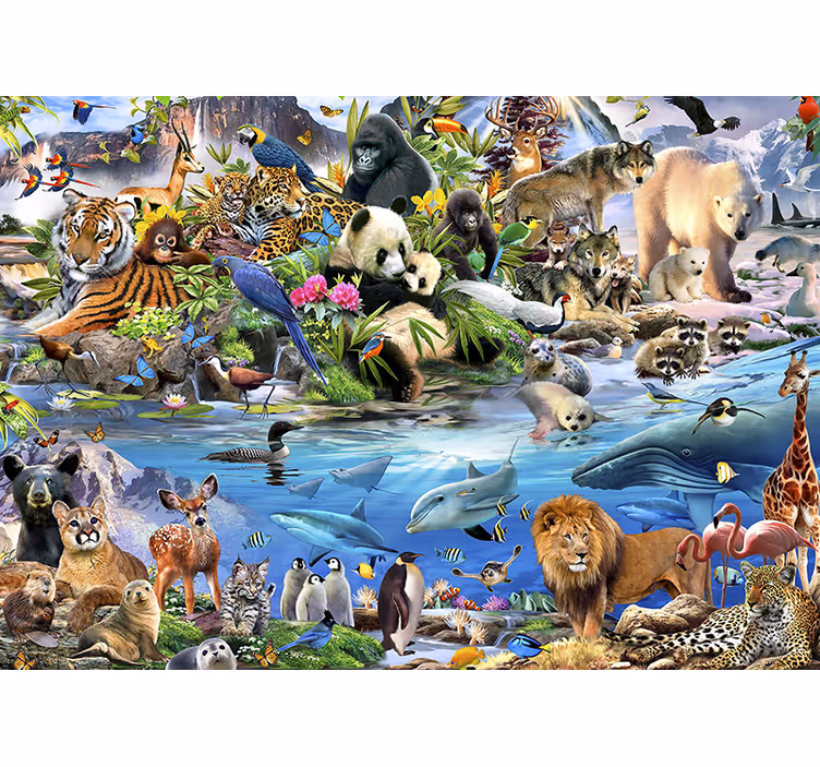 Fotomurale cameretta scena di safari della fauna selvatica - TenStickers
