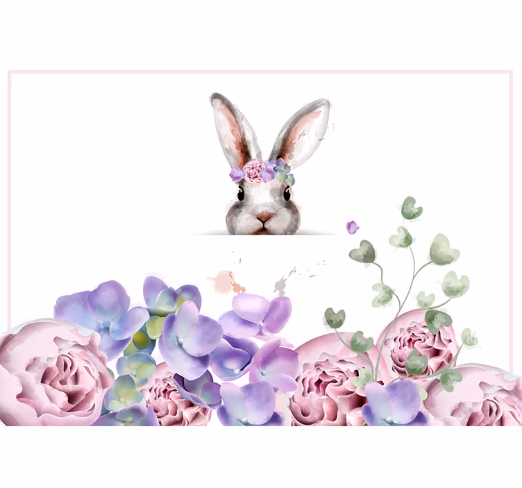 Fotomurale animali diversi Coniglietto con corona di fiori - TenStickers