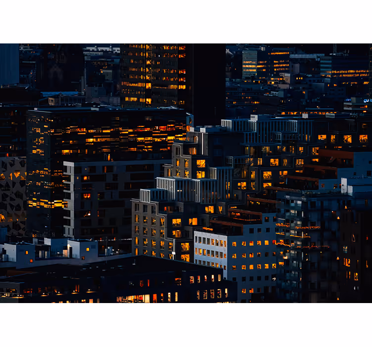 Fotomurale città serate illuminate del paesaggio urbano - TenStickers
