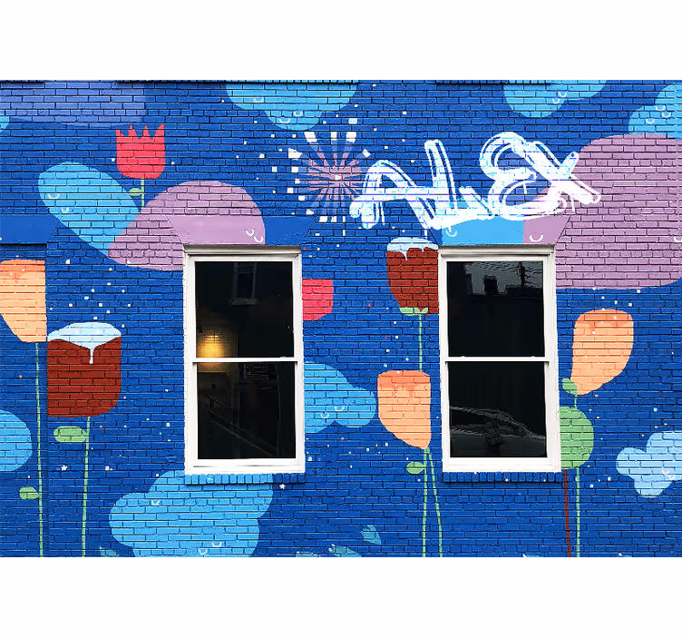 Fotomurale arte urbana elementi floreali colorati - TenStickers