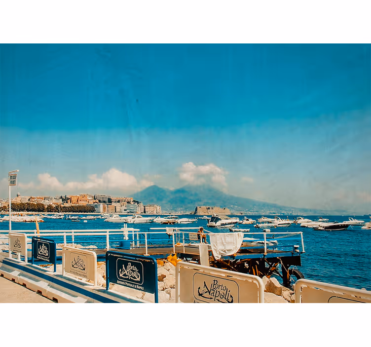 Fotomurale città prospettiva del mare di napoli - TenStickers